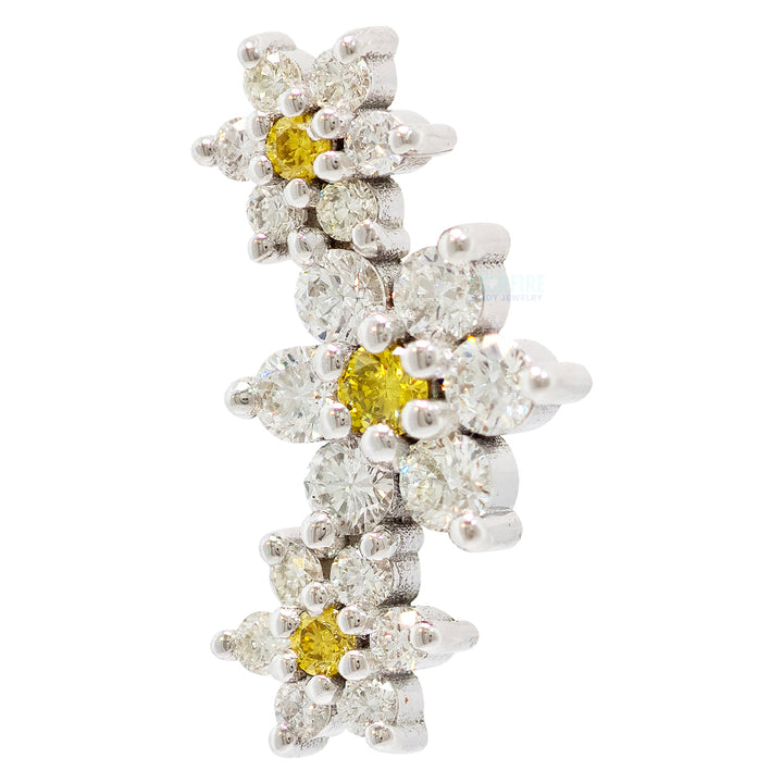 "Estrella" Threaded End in Gold & Platinum with Canary Yellow Diamond & White Diamonds