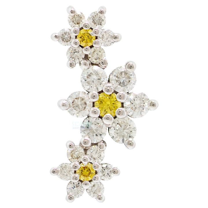 "Estrella" Threaded End in Gold & Platinum with Canary Yellow Diamond & White Diamonds