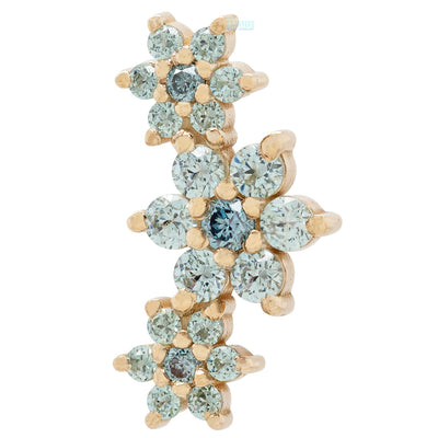 "Estrella" Threaded End in Gold with Ocean Blue Diamond & Cyan CZ's