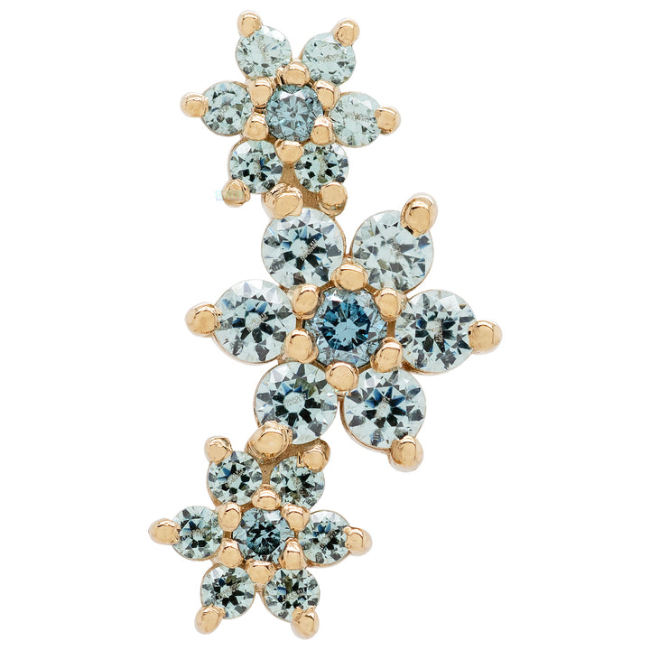 "Estrella" Threaded End in Gold with Ocean Blue Diamond & Cyan CZ's