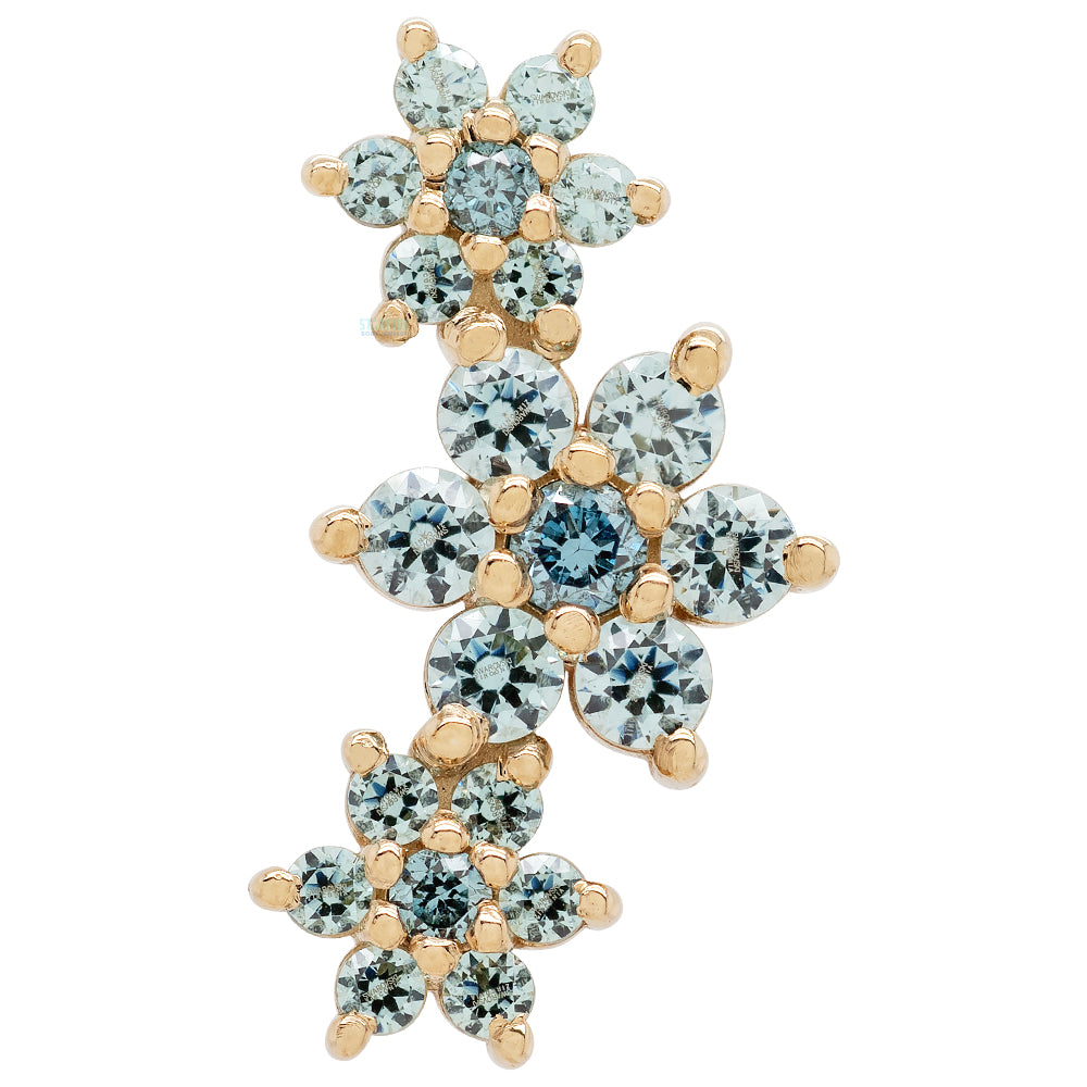 "Estrella" Threaded End in Gold with Ocean Blue Diamond & Cyan CZ's