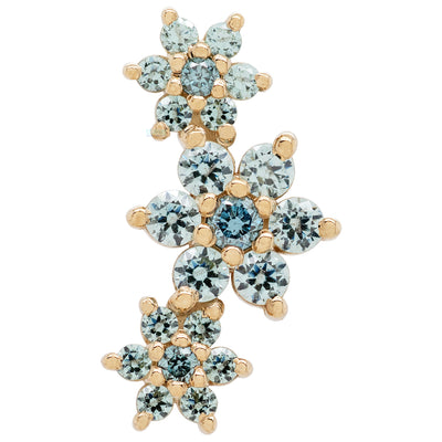 "Estrella" Threaded End in Gold with Ocean Blue Diamond & Cyan CZ's