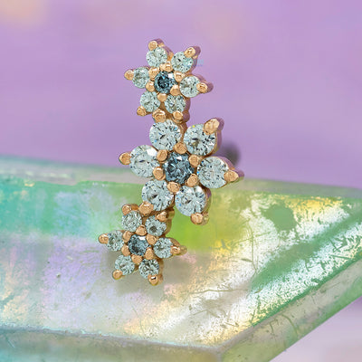 "Estrella" Threaded End in Gold with Ocean Blue Diamond & Cyan CZ's