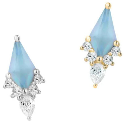 threadless: "Afterglow" End in Gold with SANDBLASTED Swiss Blue Topaz & CZ's