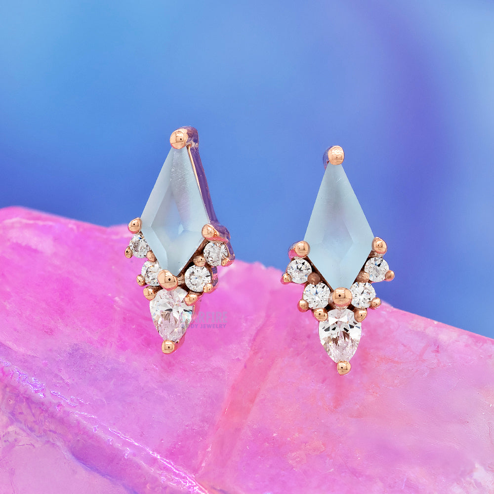 threadless: "Afterglow" End in Gold with SANDBLASTED Swiss Blue Topaz & CZ's