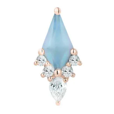 threadless: "Afterglow" End in Gold with SANDBLASTED Swiss Blue Topaz & CZ's