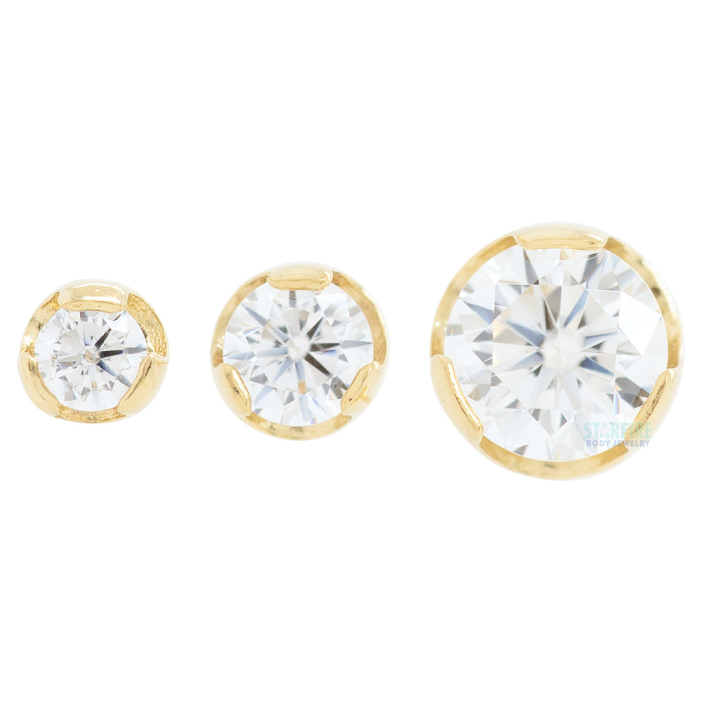 Prong-Set Nostril Screw in Gold with Brilliant-Cut Gem