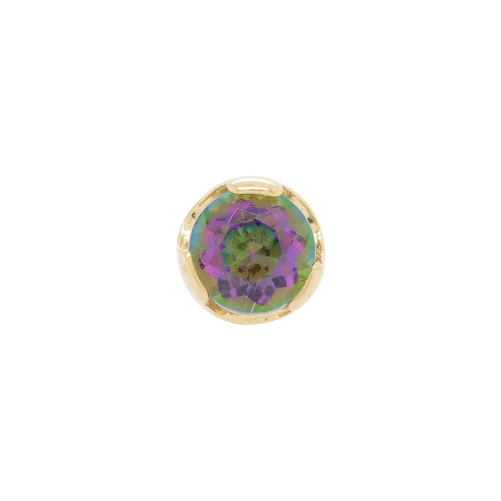 Prong-Set Nostril Screw in Gold with Mystic Topaz