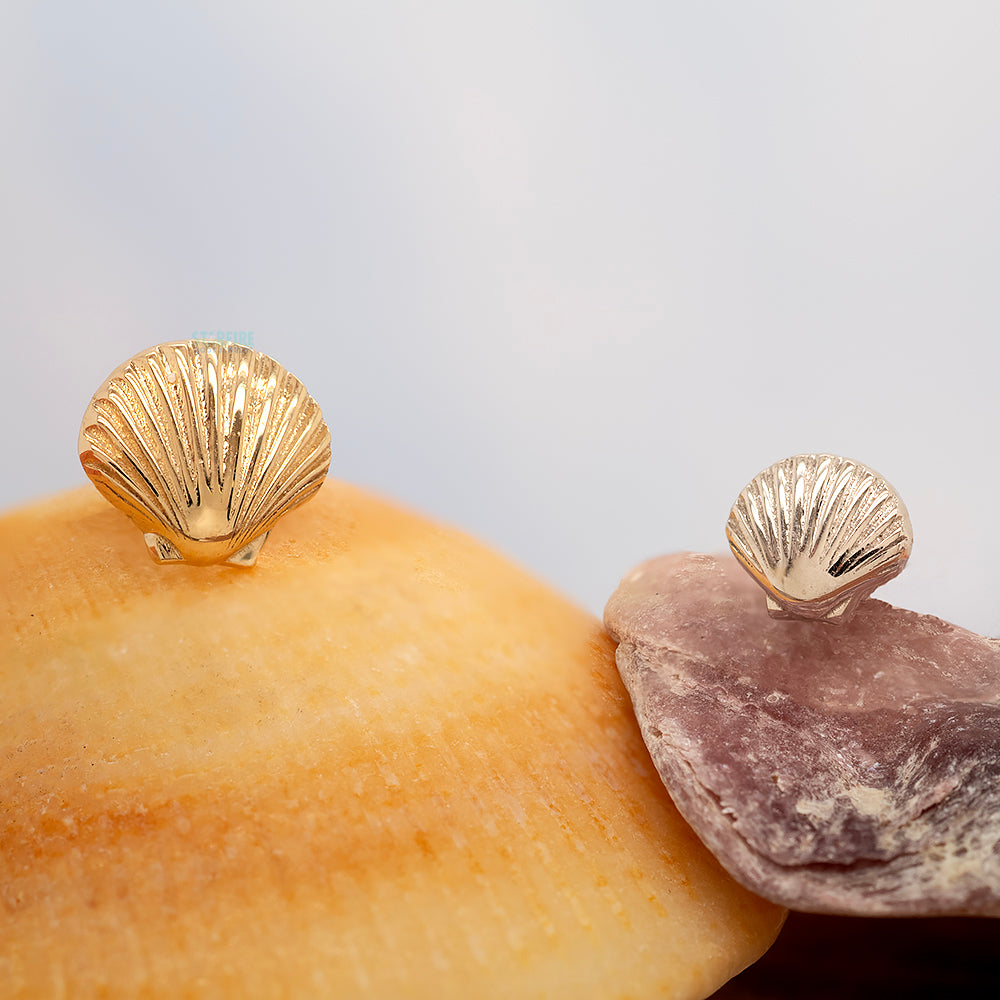 Seashell (Scallop Shell) Threaded End in Gold & Platinum