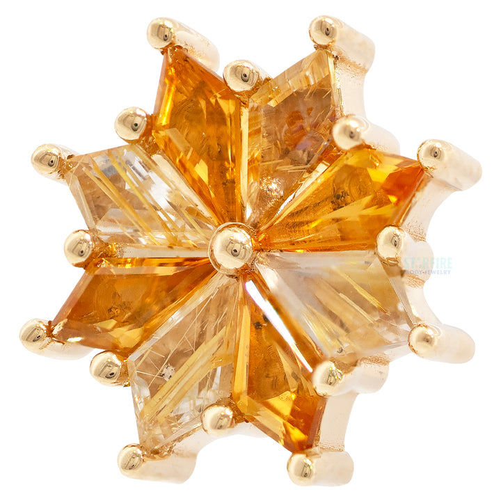 "Pablo" Threaded End in Gold with Citrine & Golden Rutilated Quartz