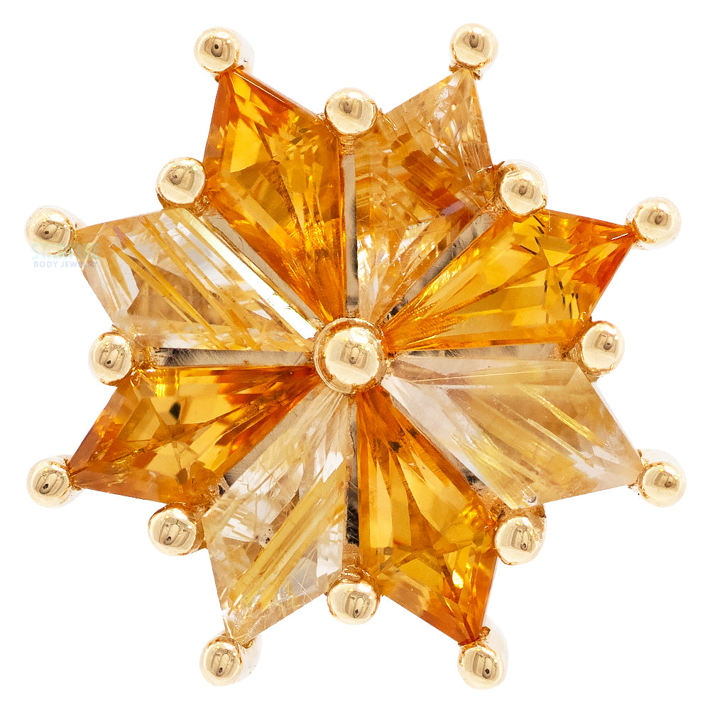 "Pablo" Threaded End in Gold with Citrine & Golden Rutilated Quartz