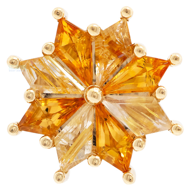 "Pablo" Threaded End in Gold with Citrine & Golden Rutilated Quartz