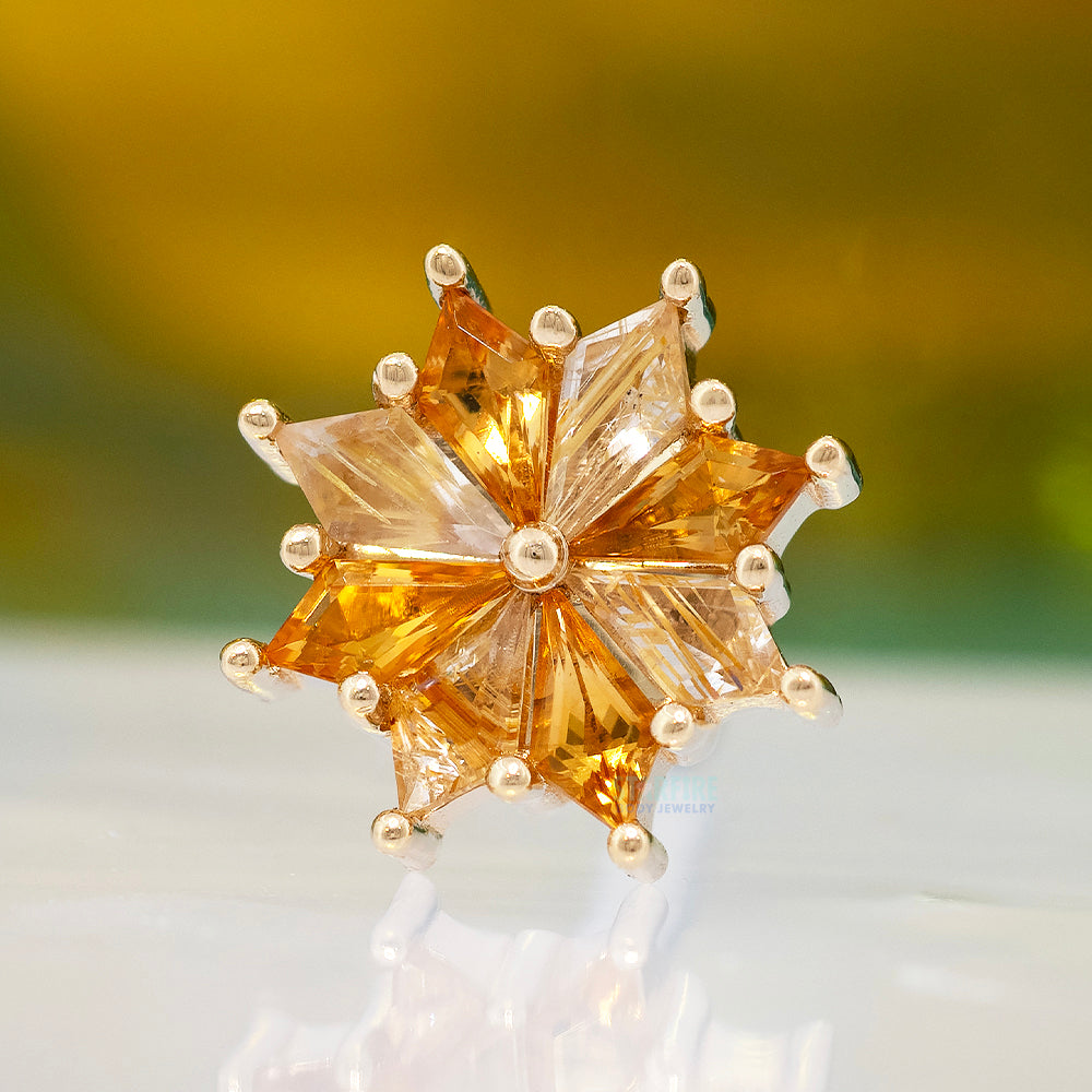 "Pablo" Threaded End in Gold with Citrine & Golden Rutilated Quartz