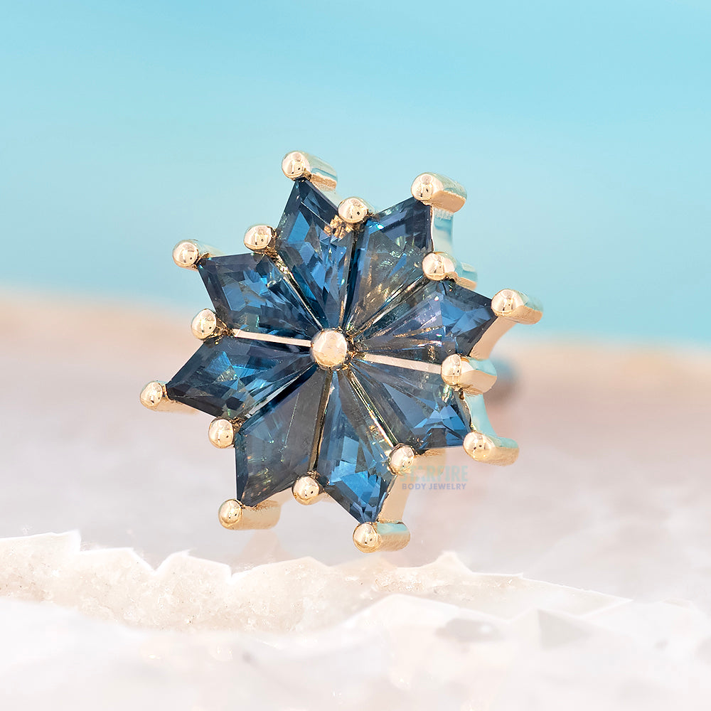 "Pablo" Threaded End in Gold with London Blue Topaz'