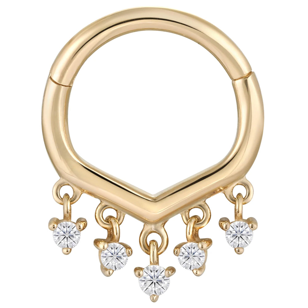 "Guestlist" Hinge Ring / Clicker in Gold with CZ's