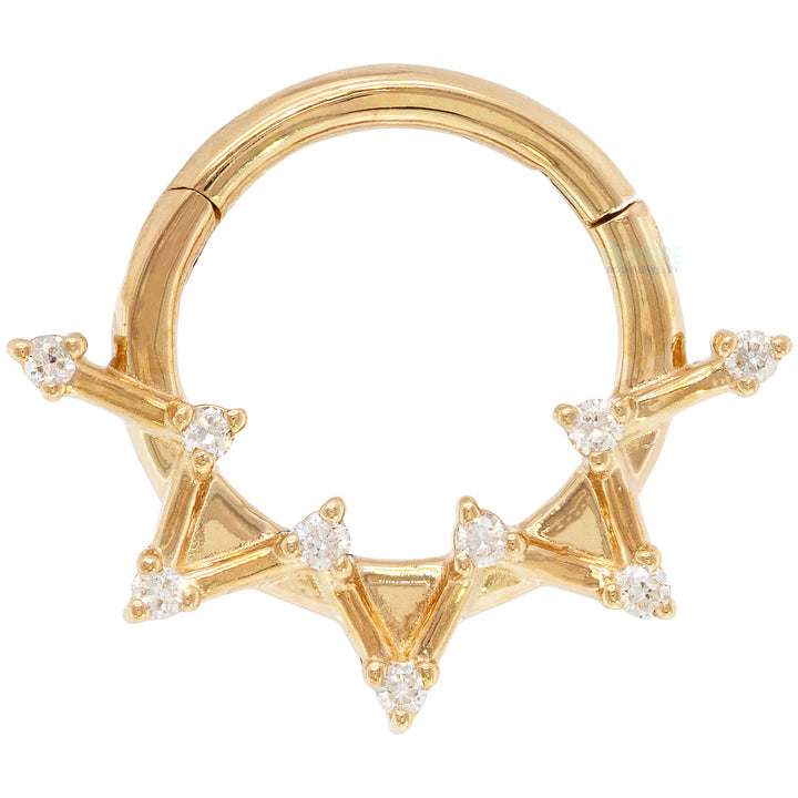 "Astera" Hinge Ring / Clicker in Gold with Diamonds