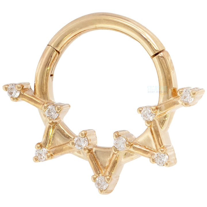 "Astera" Hinge Ring / Clicker in Gold with Diamonds