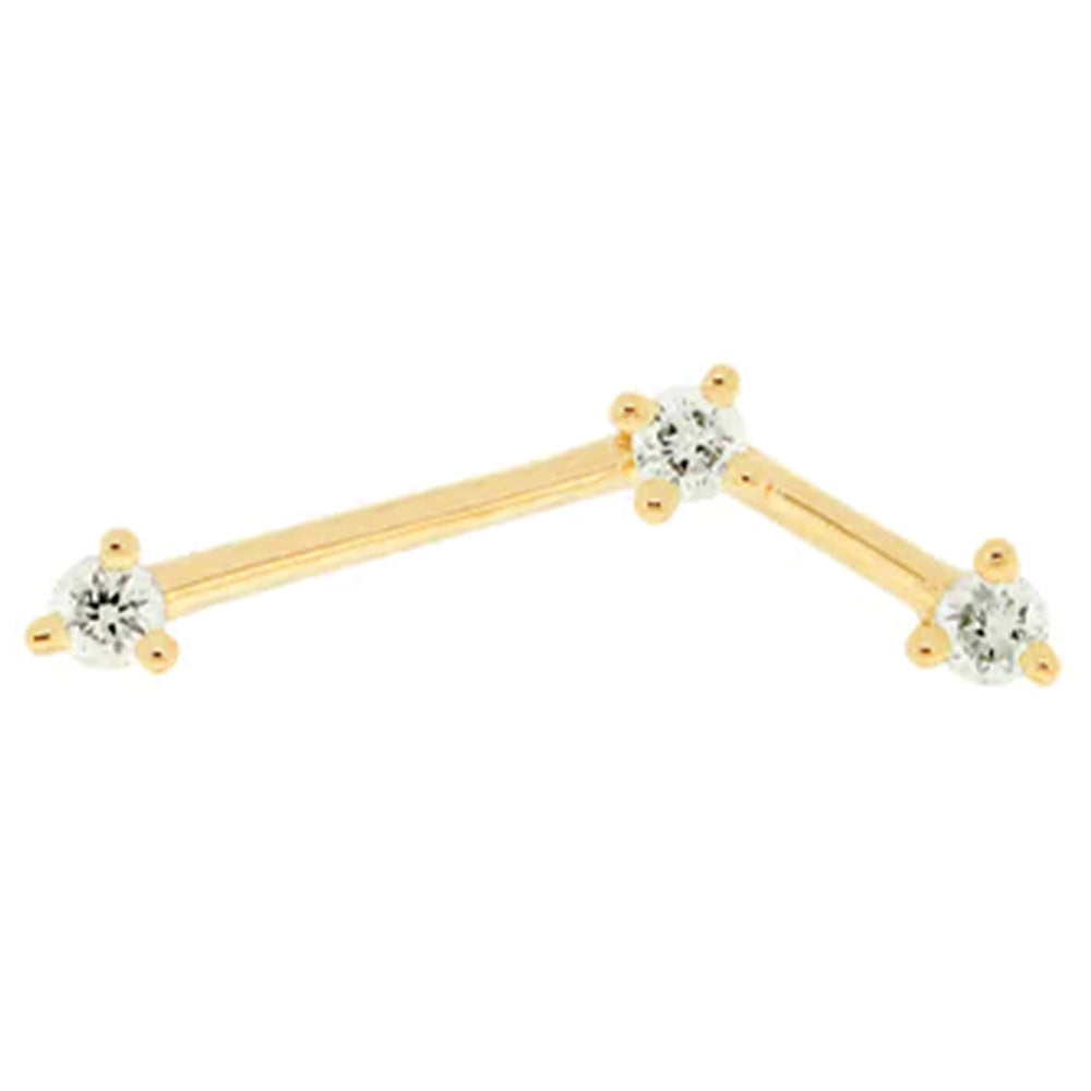 threadless: MIRRORED "Astera 3" End in Gold with Diamonds
