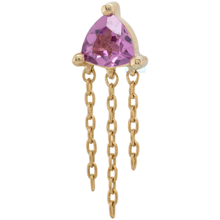 threadless: "Veronika" End with Chains in Gold with Faceted Rhodolite Garnet Trillion