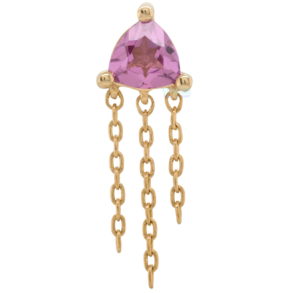 threadless: "Veronika" End with Chains in Gold with Faceted Rhodolite Garnet Trillion