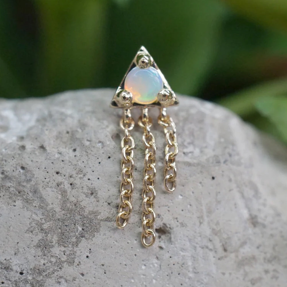 threadless: "Veronika" End with Chains in Gold with Opal Cabochon