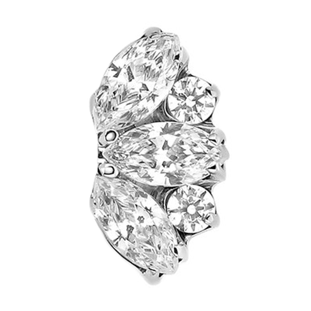 "Eden" Marquise Fan #10 Threaded End with Faceted Gems