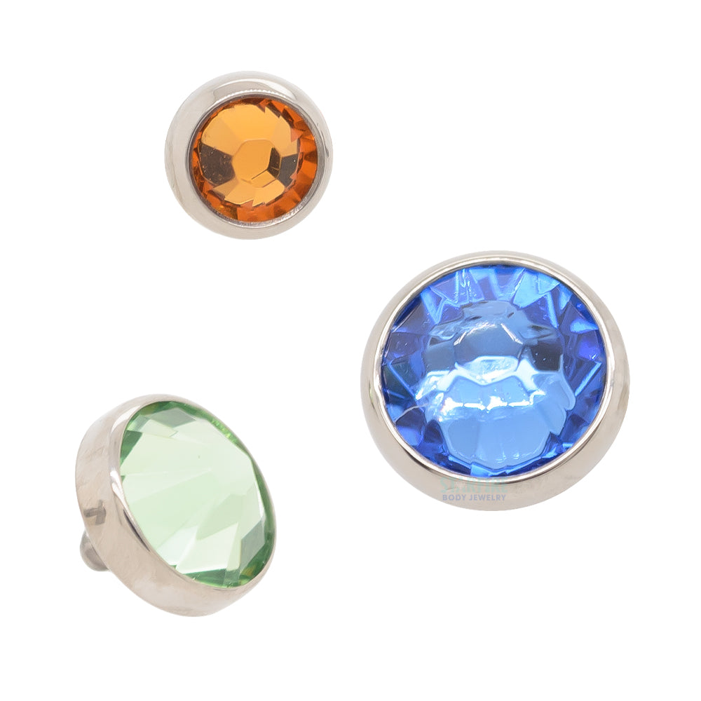 Crystal Flat Backed Faceted Gem Threaded End