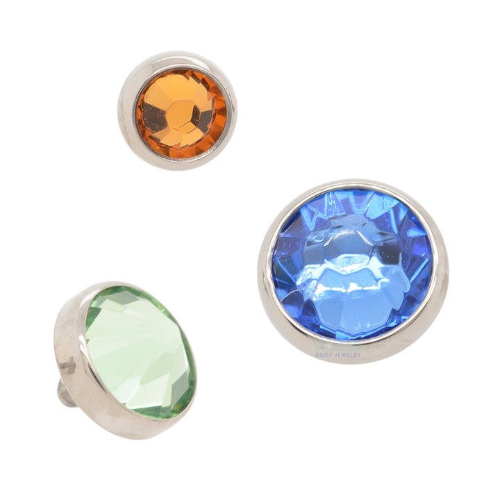 Crystal Flat Backed Faceted Gem Threaded End