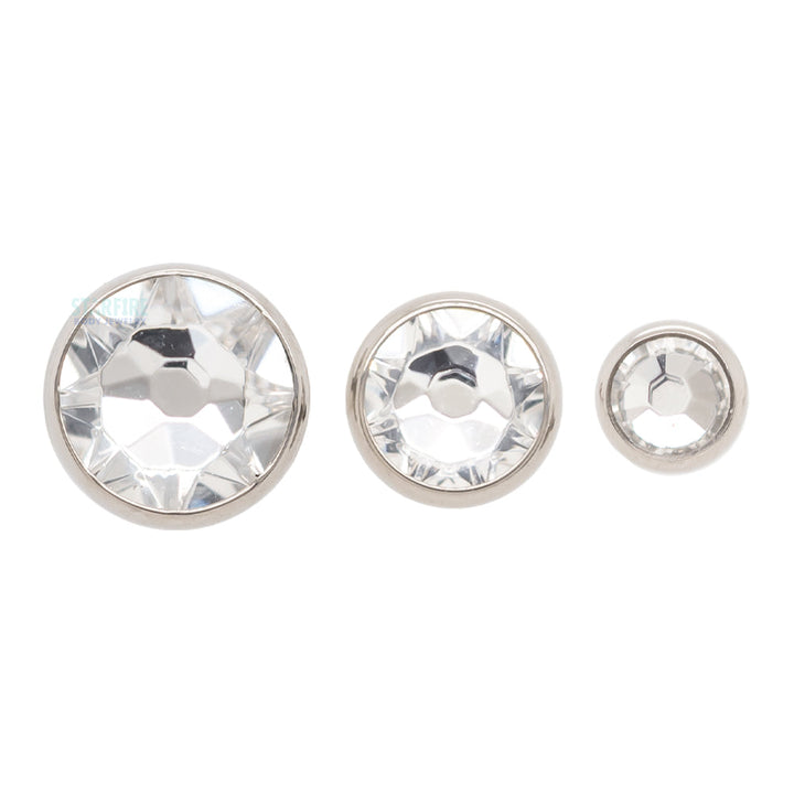Crystal Flat Backed Faceted Gem Threaded End