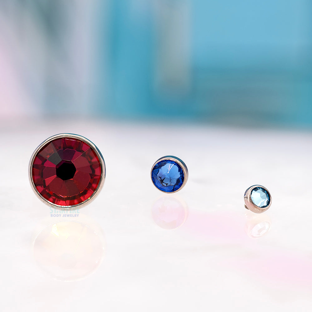 Crystal Flat Backed Faceted Gem Threaded End