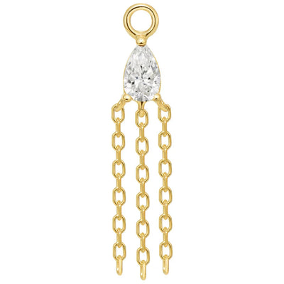 "Veronika Mini" Pear Chain Charm in Gold with Diamond