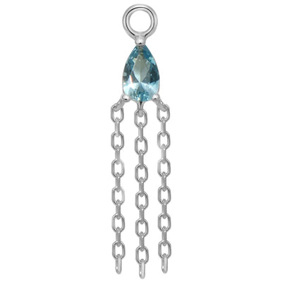 "Veronika Mini" Pear Chain Charm in Gold with Colored Genuine Gemstone