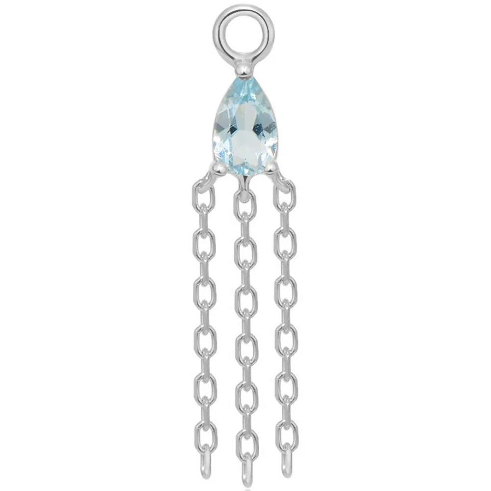 "Veronika Mini" Pear Chain Charm in Gold with Colored Genuine Gemstone