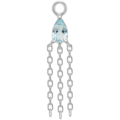 "Veronika Mini" Pear Chain Charm in Gold with Colored Genuine Gemstone