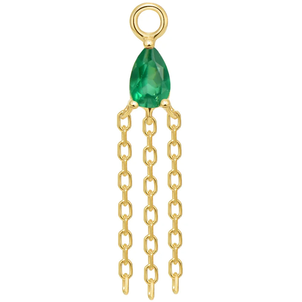 "Veronika Mini" Pear Chain Charm in Gold with Colored Genuine Gemstone