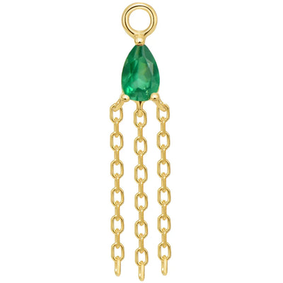 "Veronika Mini" Pear Chain Charm in Gold with Colored Genuine Gemstone