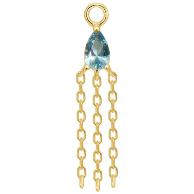 "Veronika Mini" Pear Chain Charm in Gold with Colored Genuine Gemstone