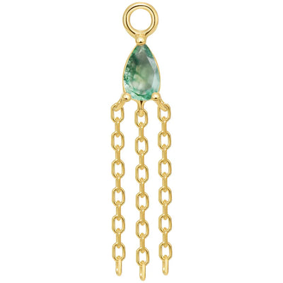 "Veronika Mini" Pear Chain Charm in Gold with Colored Genuine Gemstone