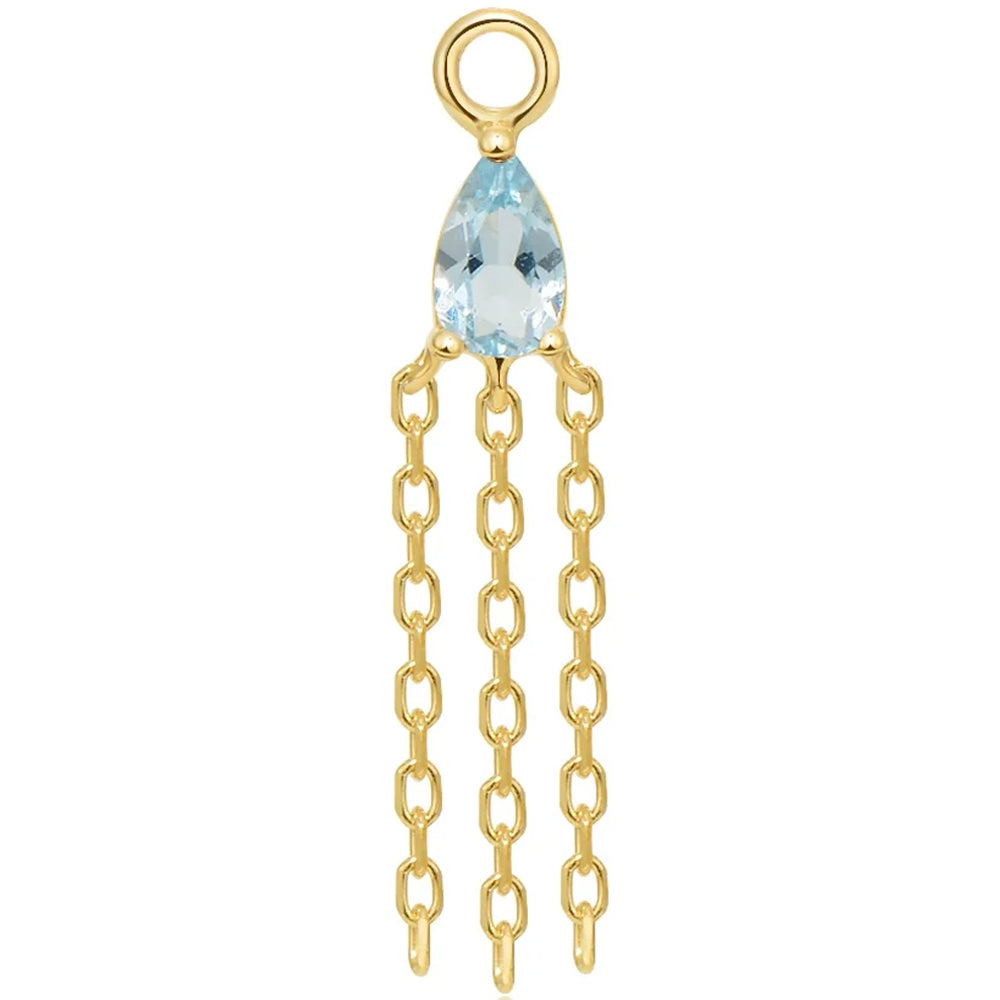 "Veronika Mini" Pear Chain Charm in Gold with Colored Genuine Gemstone