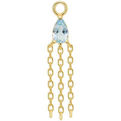 "Veronika Mini" Pear Chain Charm in Gold with Colored Genuine Gemstone
