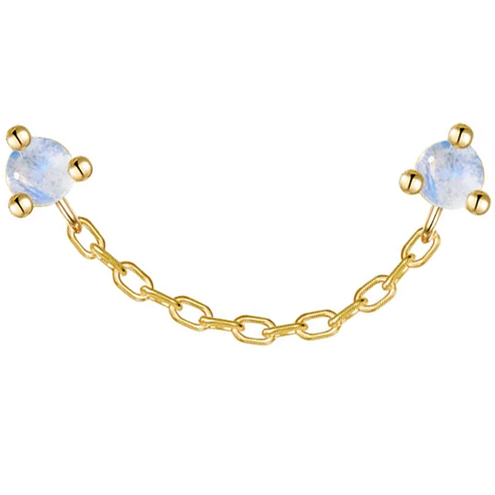 threadless: "Gemini" Chain Dual Pin End in Gold with Moonstones