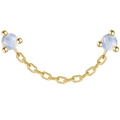 threadless: "Gemini" Chain Dual Pin End in Gold with Moonstones
