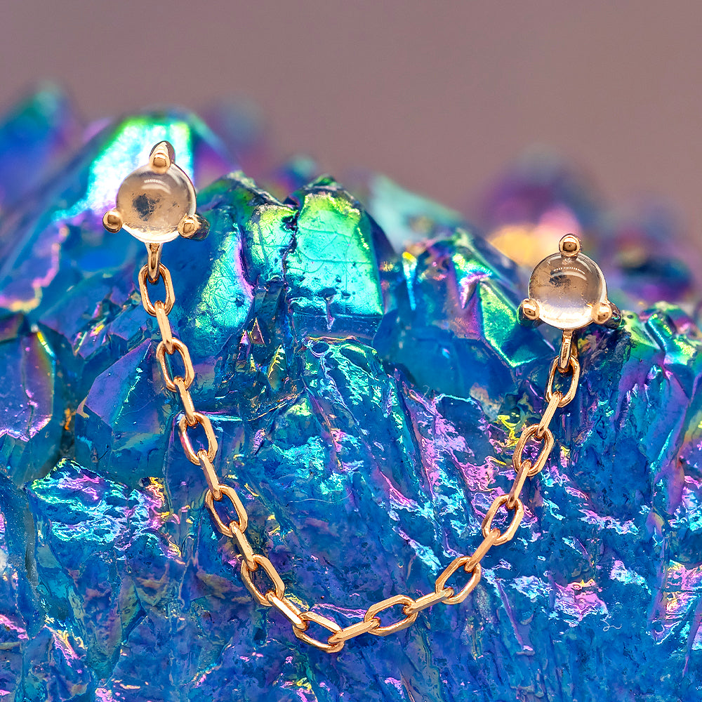 threadless: "Gemini" Chain Dual Pin End in Gold with Moonstones