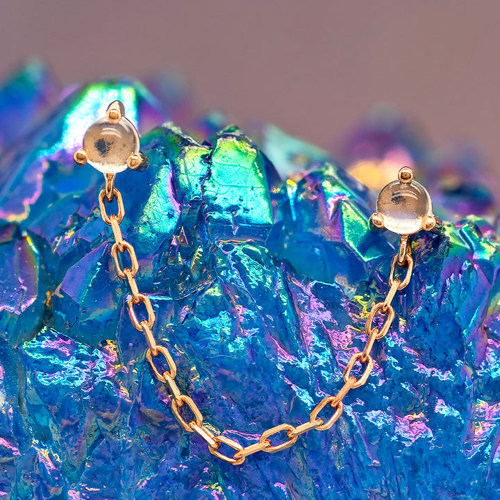 threadless: "Gemini" Chain Dual Pin End in Gold with Moonstones