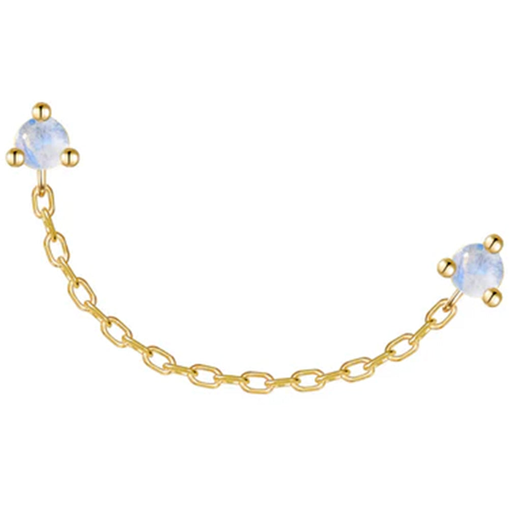 threadless: "Gemini" Chain Dual Pin End in Gold with Moonstones