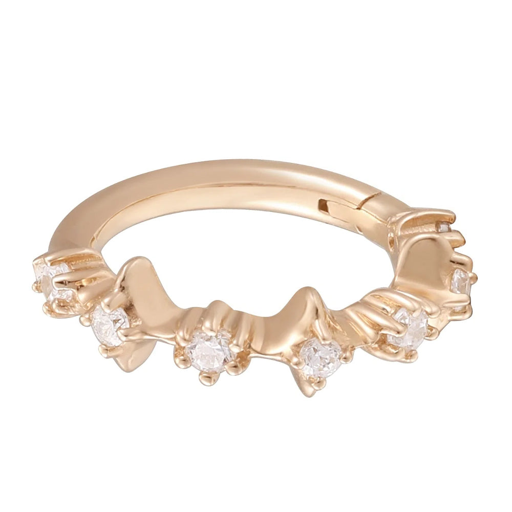 "In My Dreams" Hinge Ring / Clicker in Gold with CZ's
