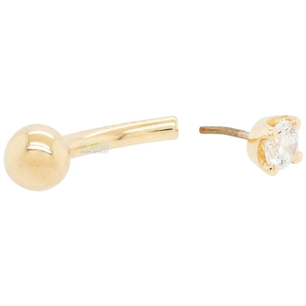 threadless: Gold & Platinum Curved Shaft with Fixed Bead
