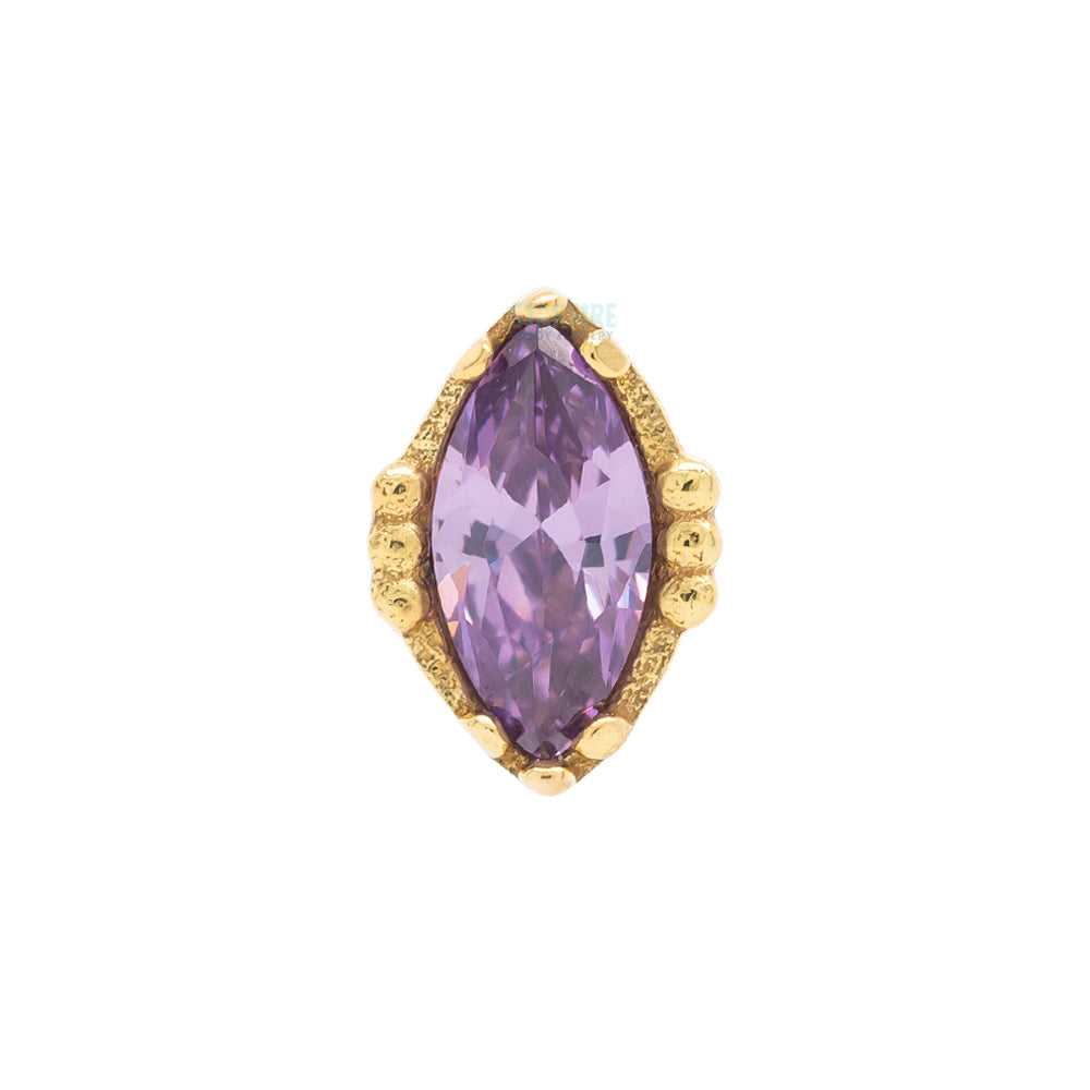 threadless: "Lindsey" End in Yellow Gold with Marquise-Cut Brilliant-Cut Gem