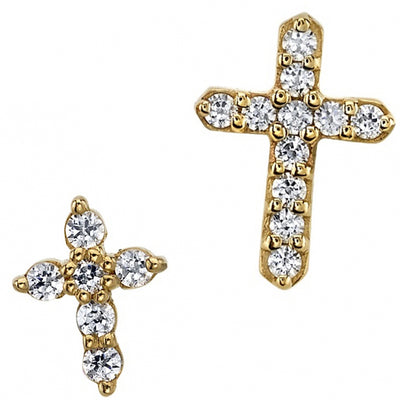 Micro Pave Cross Threaded End in Gold with DIAMONDS