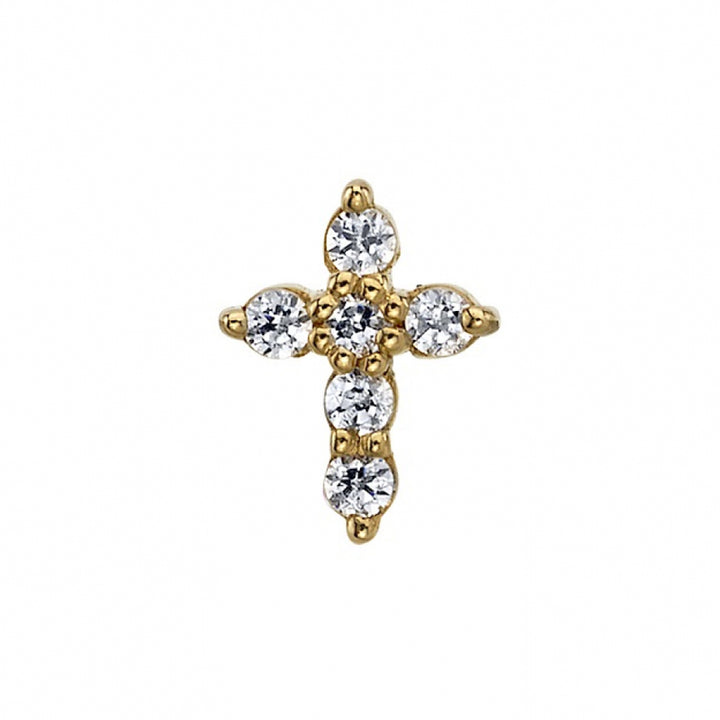 Micro Pave Cross Threaded End in Gold with DIAMONDS